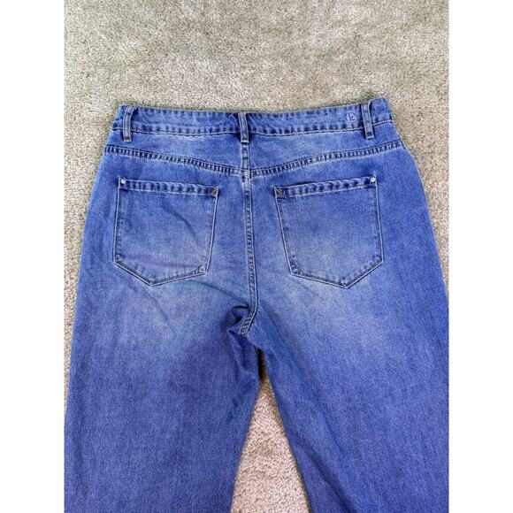 Kensie Blue Distressed Wide Leg Jeans Size 14 But Fit Like A 12 - Picture 7 of 15